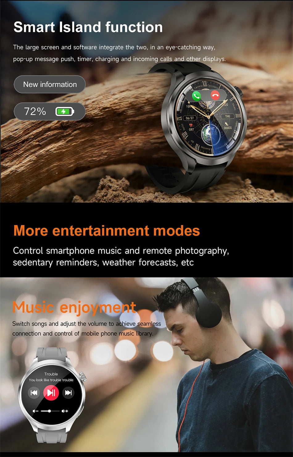 2025 New Smart Watch Men 1.85 Inch Compass 410 mAh Large Battery GPS Motion Track Bluetooth Call Health monitoring Smartwatches - Clikcy