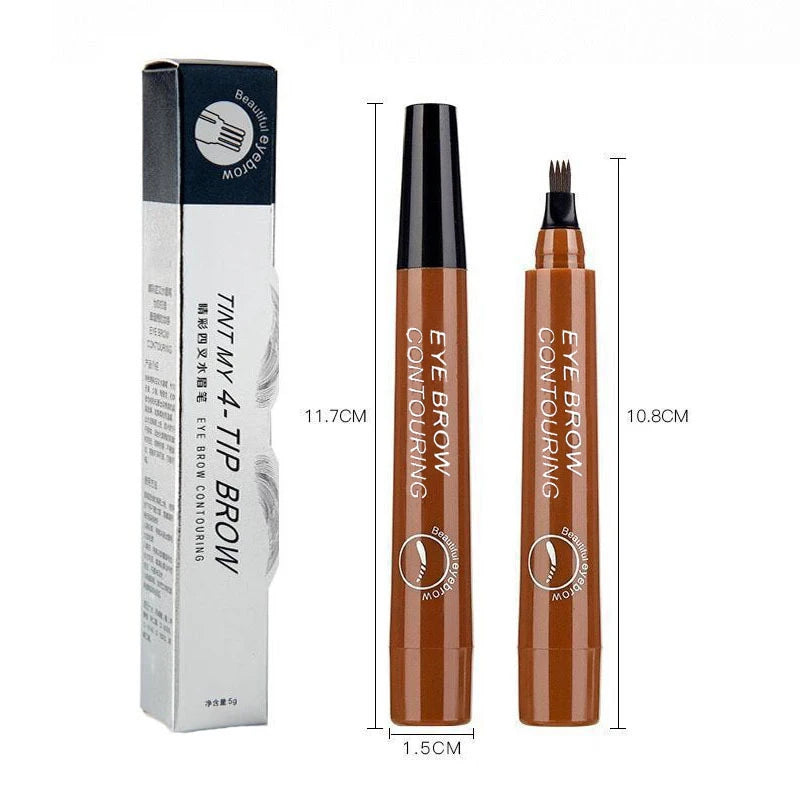 4 Splitted Head Eyebrow Pencil Long Last Smudge Proof Waterproof Sweat Proof High Pigmented Easy Applying Liquid Eyebrow Pencil - Clikcy