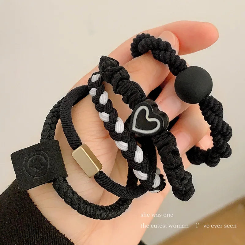 10PCS Women's Hair Ring Set Hair Accessories High Elasticity Leather Band Simple Temperament High Ponytail Durability New Style - Clikcy