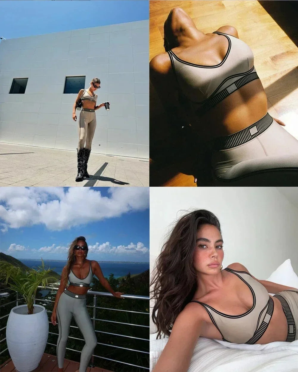 Women's Yoga Set Fitness Air Lift High waist 7/8 Line gaiter Bra with pad Fit comfortable fitness set Slimming outdoor gaiter - Clikcy