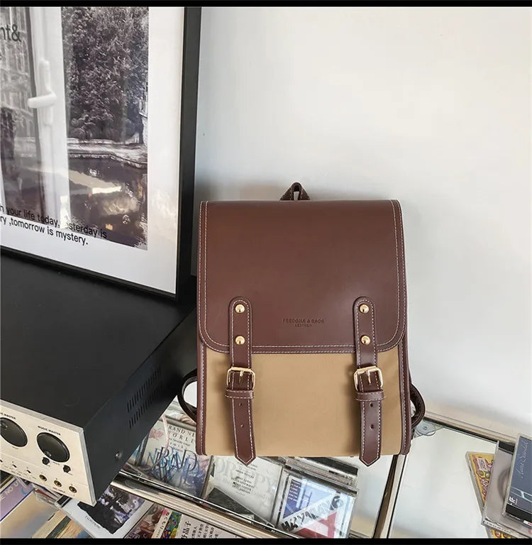 Preppy style women backpack Large Capacity Laptop Bag Casual School Backpacks for Girls patchwork Travel bags for Female totes - Clikcy