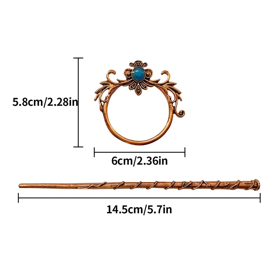 New Gothic Retro Cow Skull Skeleton Moonstone Hair Clips Hairpins for Women Fashion Deer Horn Hair Stick Hair Styling Tools - Clikcy