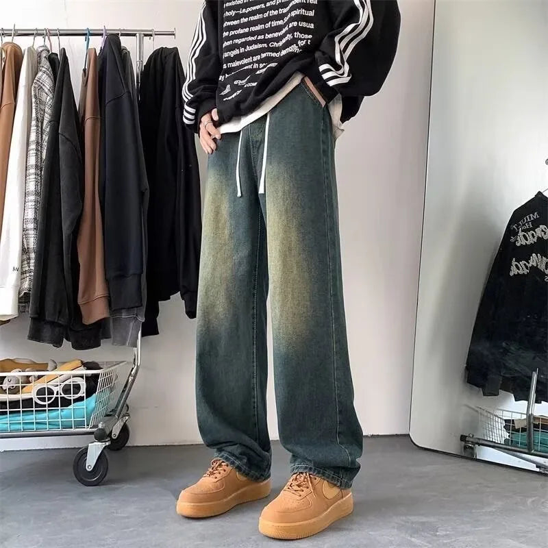 Men's Jeans Wide Y2k Pants Baggy Jeans Man Denim Shorts Jean Streetwear Mens Trousers Clothing Flared Male Cargo New Pant Ripped - Clikcy