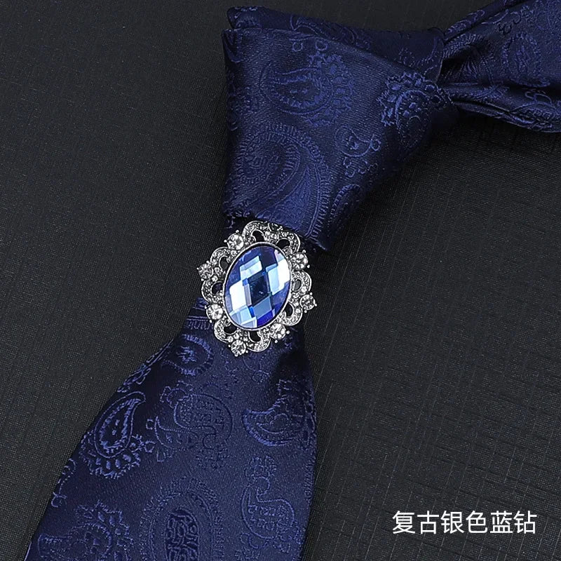 Vintage Knight Business Shirt Tie Buckle Collar Clip Tie Hoop Rudder Eagle Tie Hoop Crystal Rhinestone Jewelry Men Accessories