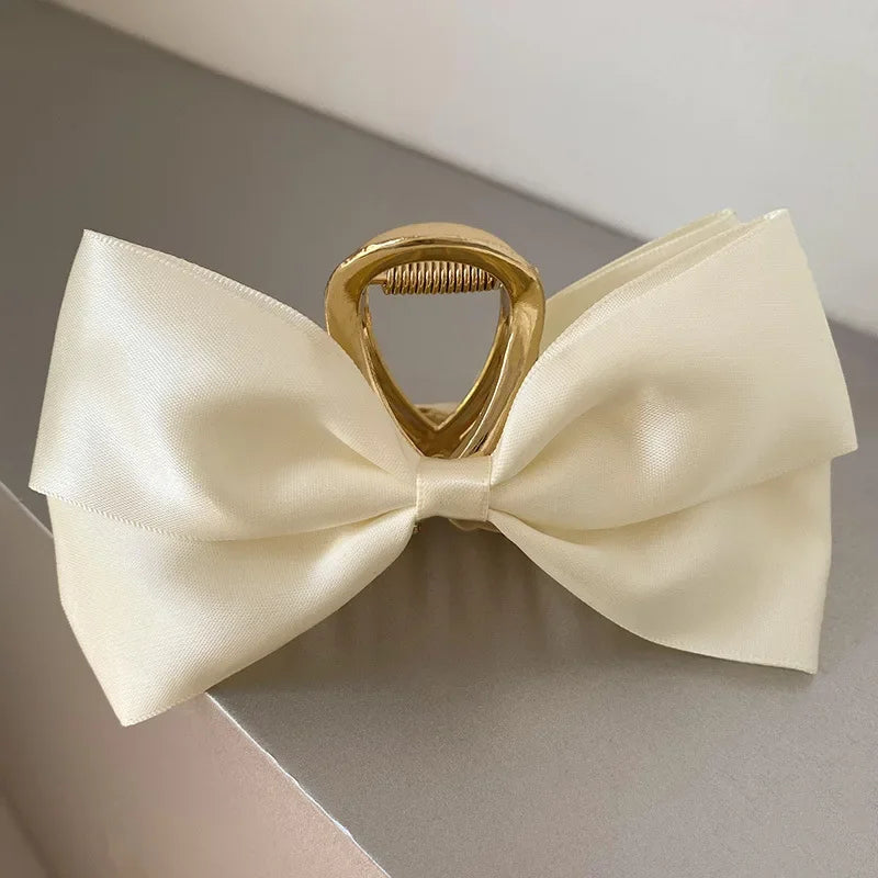 Korean Fashion Metal Bow Hairpin Ladies Simple Elegant Hair Accessories Grab Clip Girls Party Gift Accessories - Clikcy