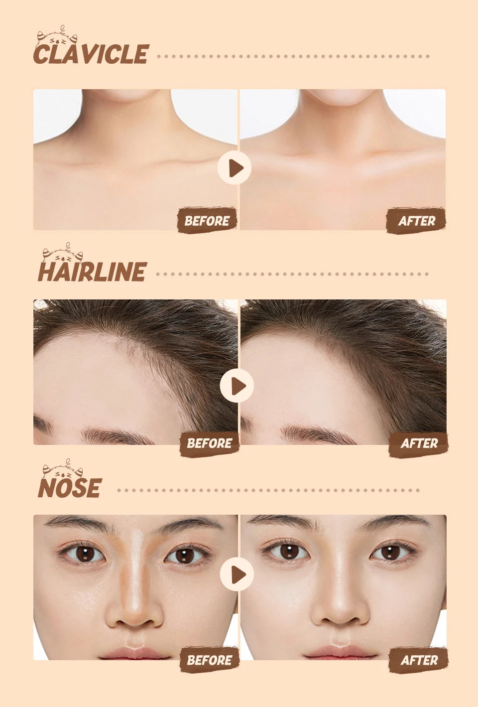 BANXEER Contour Stick Double Head Contour Pen Waterproof Matte Finish Highlighters Shadow Contouring Pencil Cosmetics For Face - Clikcy