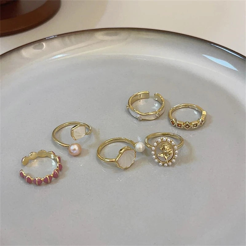 Pearl Ring Female Minority Design Advanced Sense Fashion Personality Adjustable Beimu Vintage Index Finger Ring Jewelry Gift - Clikcy