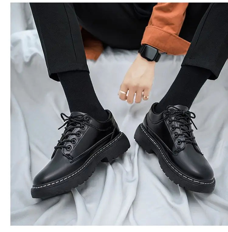 Men's Chef Shoes Casual Work Leather Shoes Business Kitchen Black Shoes Comfortable Breathable PU Insole Rubber Outsole