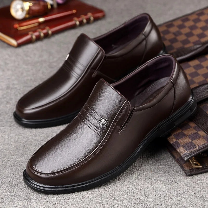 Handmade Genuine Leather Shoes Men Loafers Business Casual Shoes Classic Soft Leather Hombre Breathable Flat Shoes - Clikcy