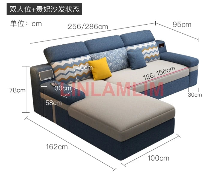 Tech Smart Sofa Bed Fabric Functional Sleeper Couch Convertible Sofas Bed Big Sofas Cama Nordic Salon with Bluetooth Audio,USB C - Clikcy