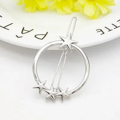 20240Fashion Woman Hair Accessories Triangle Hair Clip Pin Metal Geometric Alloy Moon Circle Hairgrip Barrette Girls Headwear - Clikcy