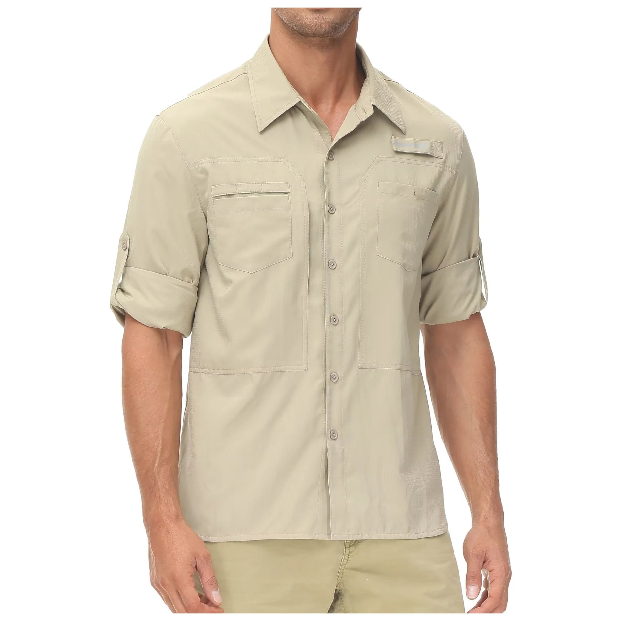 Men's UPF 50+ Casual Long Sleeve Fishing Shirts, Sun Protection Lightweight Breathable Button Down Fishing Shirt with Back Mesh - Clikcy