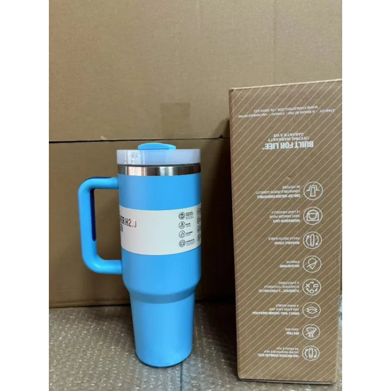 40 oz large capacity stainless steel thermos cup car cup second generation straw portable water cup sports fitness - Clikcy