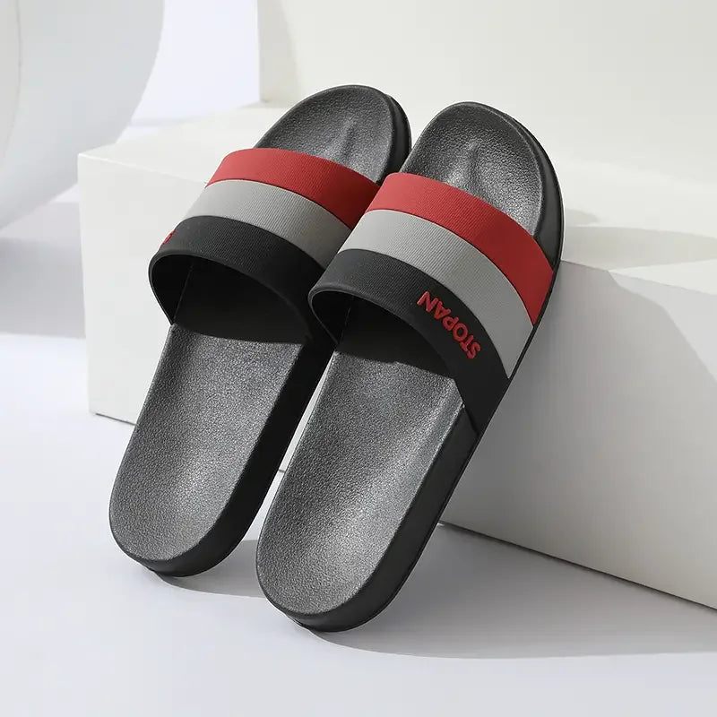 Striped Non Slip Quick-drying Slippers Soft Sole for Men Women Comfortable Shoes Indoor Outdoor Beach Shower Bathroom Slippers - Clikcy
