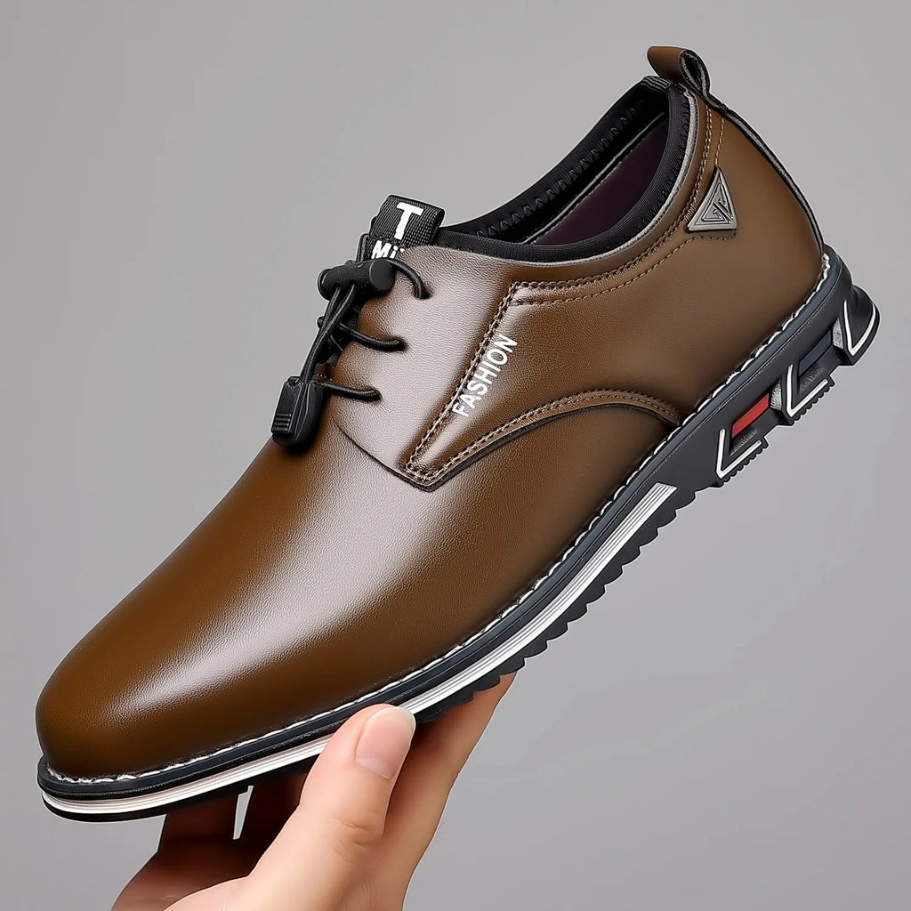 New Business Casual Shoes for Men Lace Up Formal Shoes for Male Black Leather Oxfords Plus Size Wedding Party Office Dress Shoes