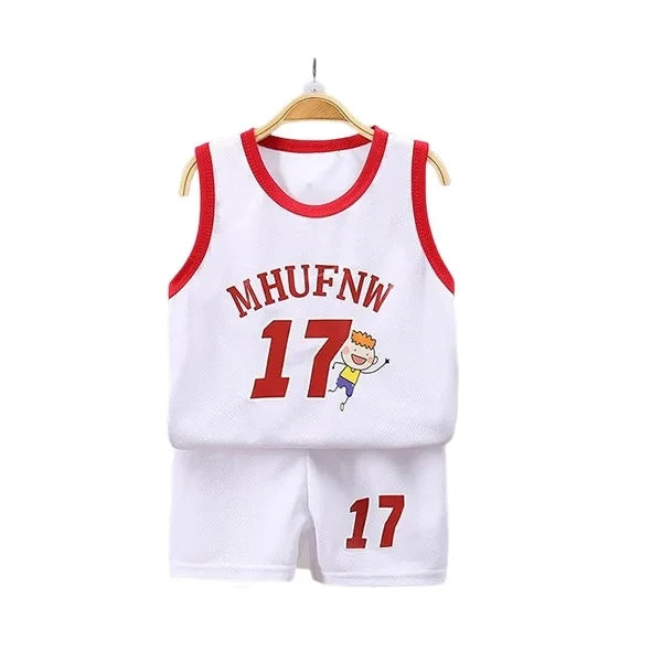 Children's Sets Summer Children Sleeveless T-shirt Shorts Set Quick-drying Outdoor Tank Top Shorts Sets Boys Sport Basketball Tr - Clikcy
