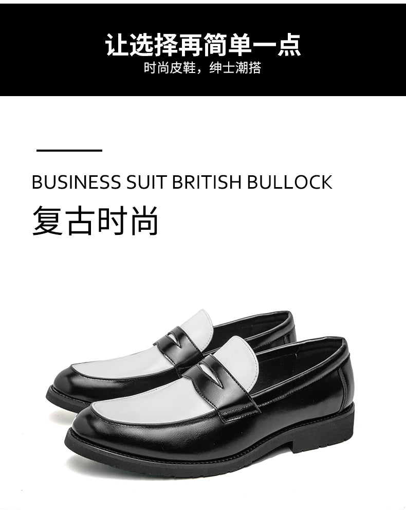 Trend Leather Shoes For Men Comfortable Slip On Loafers Yuppie Brogue Shoes Men British Style Formal Leather Men’s Dress Shoes - Clikcy