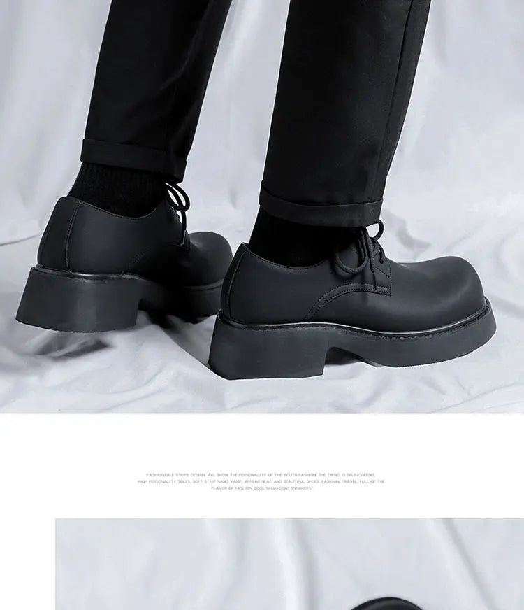 Original Design Classic Business Casual Scrub Leather Black Lace-Up Men Shoes Hombre Daily Dress Height increasing shoes Luxury