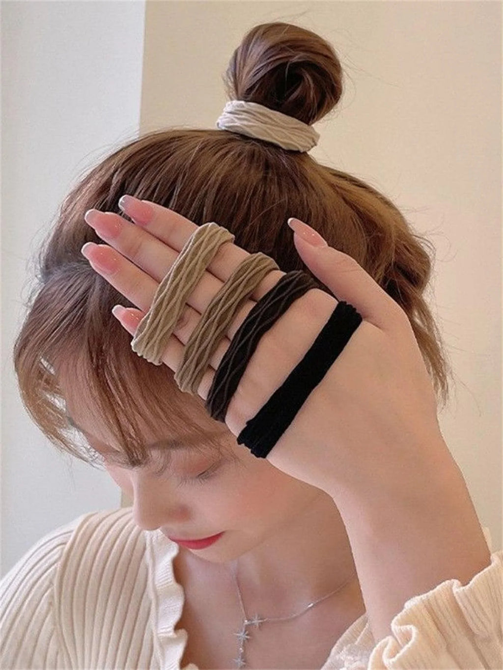 5 scrunchies simple high stretch seam free headband women's hair tie durable high ponytail headwear hair rope holster for compan - Clikcy
