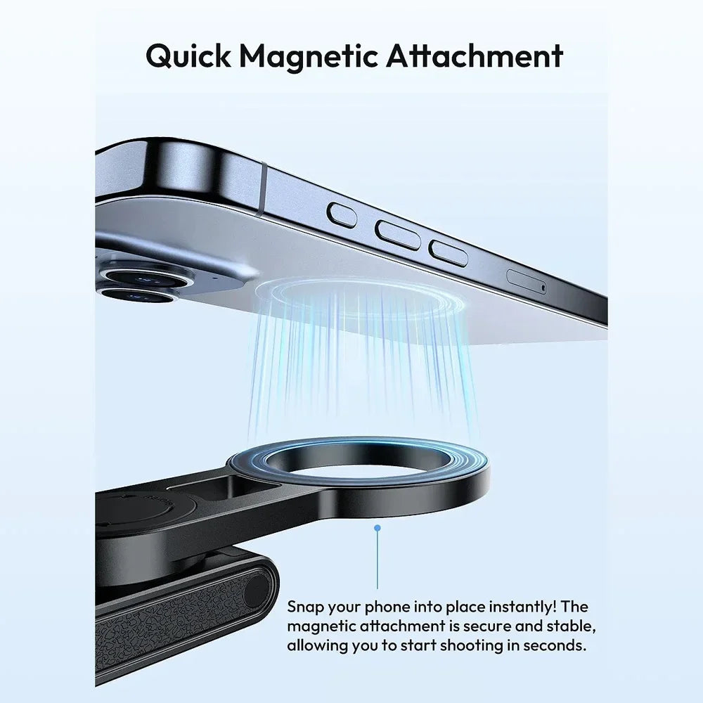 4-in-1 Multi-function Selfie Stick with Wireless Remote Control | Magnetic, Cell Phone Clip Dual Combination, 360° Rotation - Clikcy