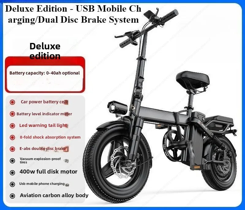 Aluminum alloy electric bicycle, ultra lightweight, portable, compact, foldable, lithium battery electric bike - Clikcy