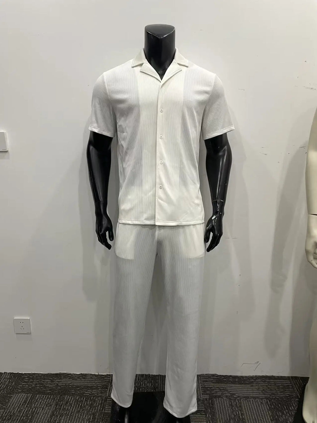 Summer Fashion Casual Loose Men's Button Open Shirt Short Sleeve Pants Set Home Vacation Thin Breathable Quick Drying 2-pie Set - Clikcy