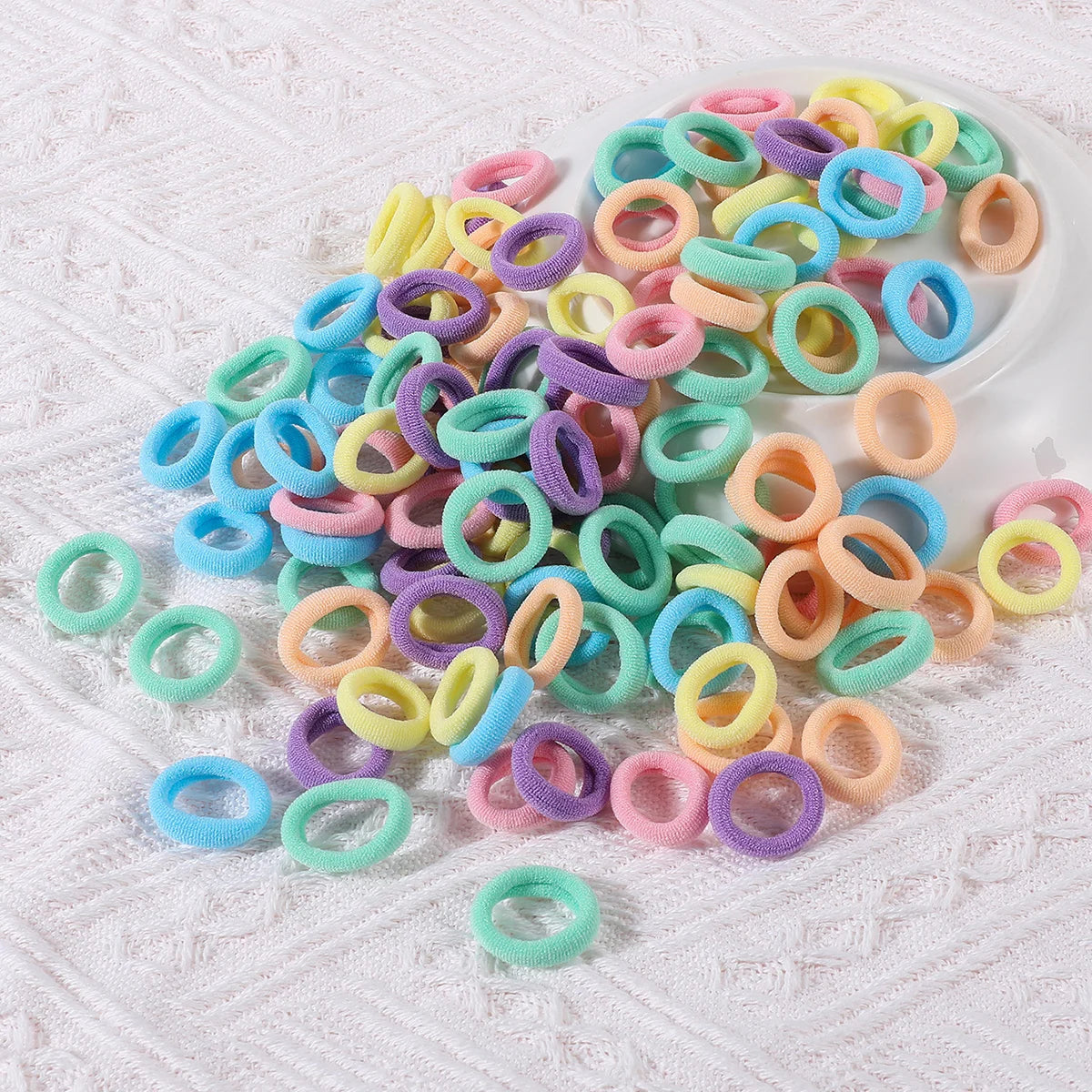 100PCS Colorful Basic Nylon Ealstic Hair Ties for Girls Children Ponytail Hold Scrunchie Rubber Band Kids Basic Hair Accessories - Clikcy
