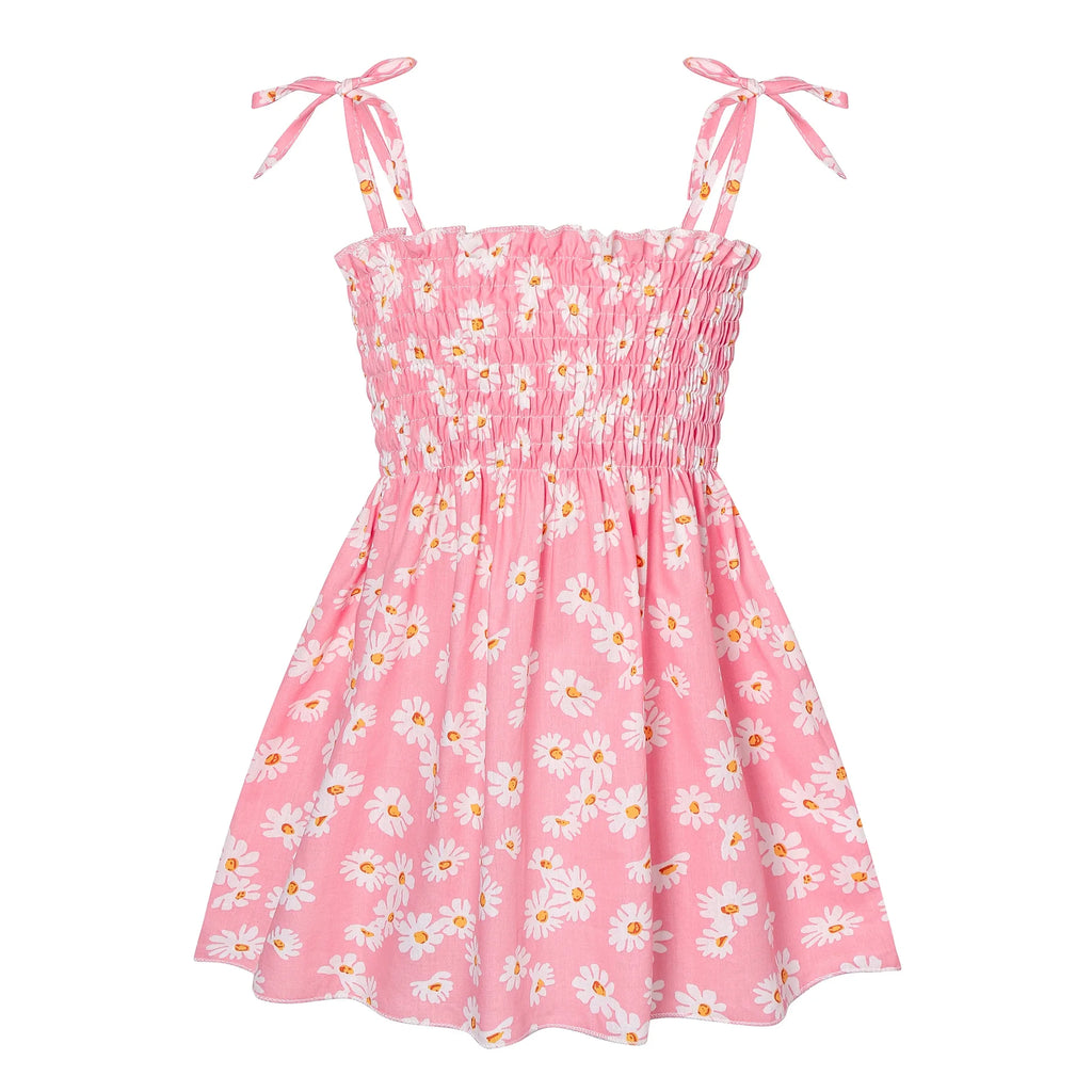 2025 Summer Girls Pure Cotton Print Dress For 2-6Years Children Fashion Floral Dress Kids  Suspenders Dress Casual Sundress - Clikcy