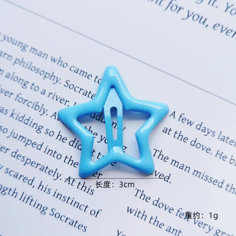 10pcs Colorful Star BB Hair Clips Girls Y2K Cute Star Barrettes Women Simple Metal Snap Clip Headdress Hair Jewelry Accessories