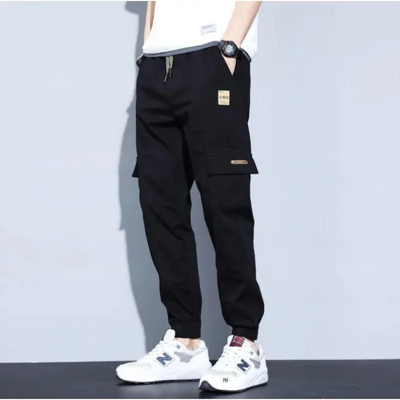 2025 Summer Men's New Thin Harlan Elastic Cargo Pants Loose Sports Trend All Tie Feet High Street Casual Pants - Clikcy