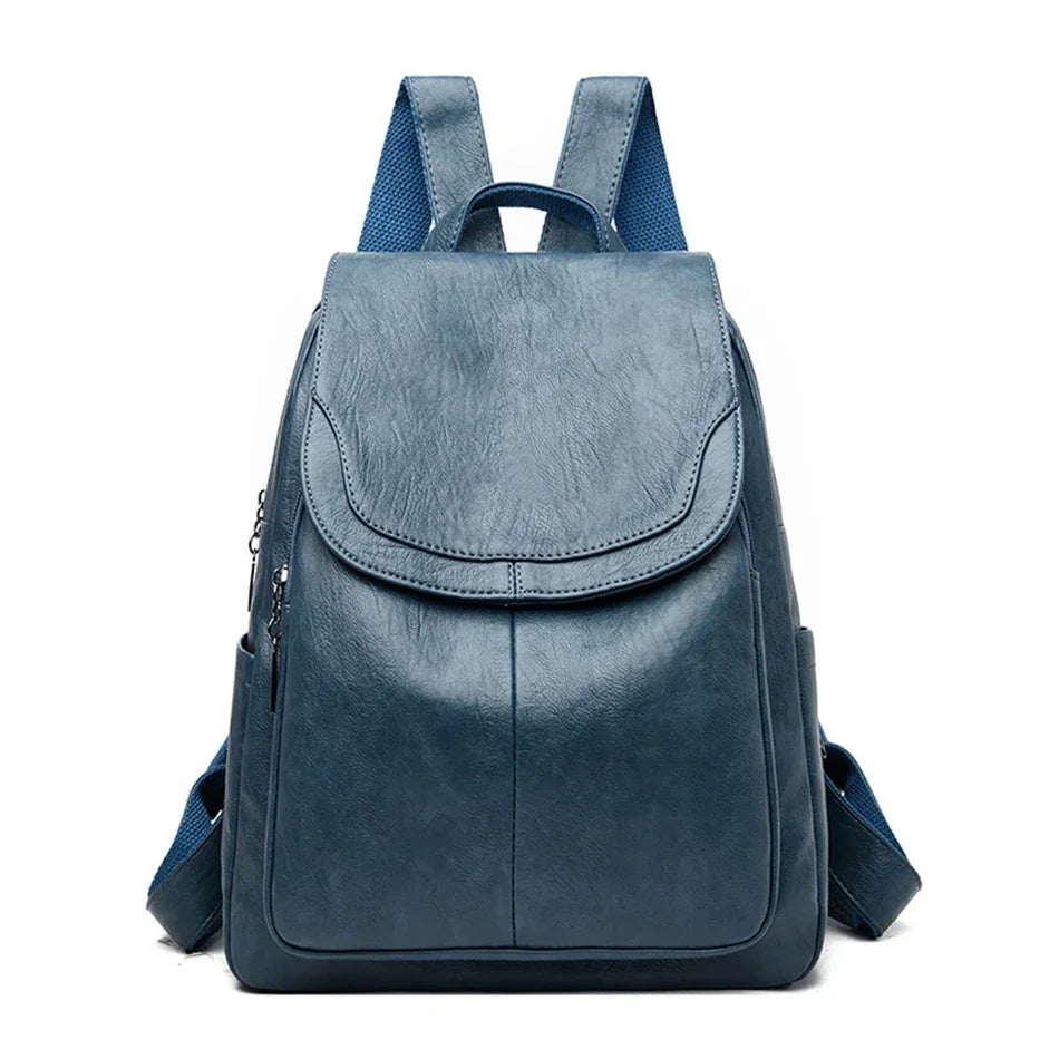 Genuine Women Leather Backpack Fashion Female Shoulder Bag Sac a Dos Ladies Bagpack Mochilas School Bags For Teenage Girls 2024