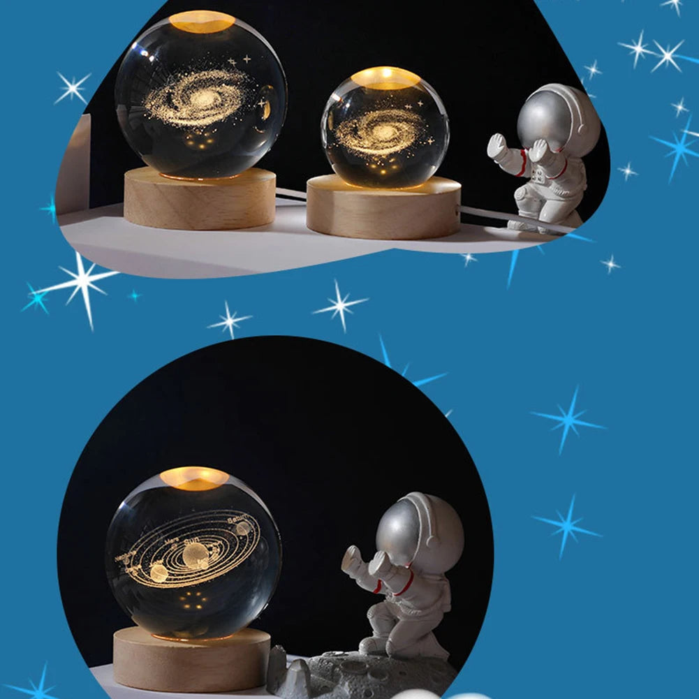 Unique 3D Crystal Ball Lamp with Galaxy and Planetary Projections USB Night Light for Cozy Atmosphere plasma ball - Clikcy