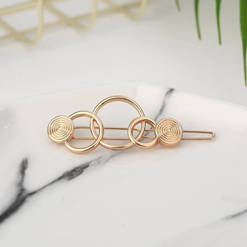 20240Fashion Woman Hair Accessories Triangle Hair Clip Pin Metal Geometric Alloy Moon Circle Hairgrip Barrette Girls Headwear - Clikcy