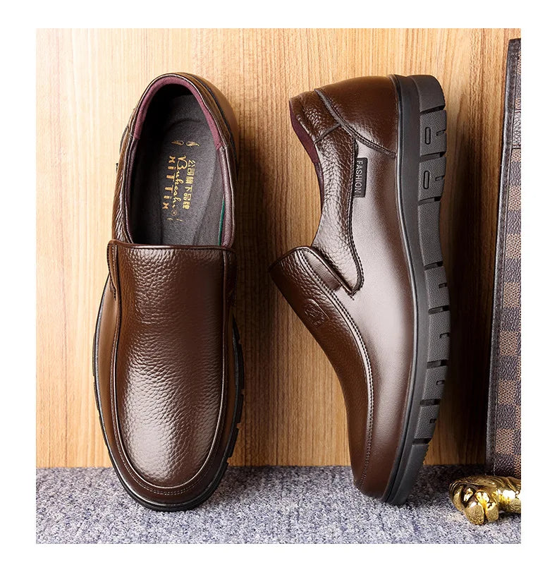 New Genuine Leather Handmade Shoes Casual Shoes For Men Flat Platform Walking Shoe Outdoor Footwear Loafers Breathable Sneakers
