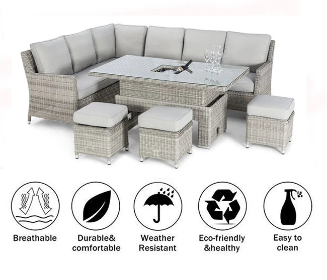Custom Modern 6 Seat Corner Sofa Patio Outdoor Rattan Dining Outdoor Furniture Sets Rattan Garden Furniture - Clikcy