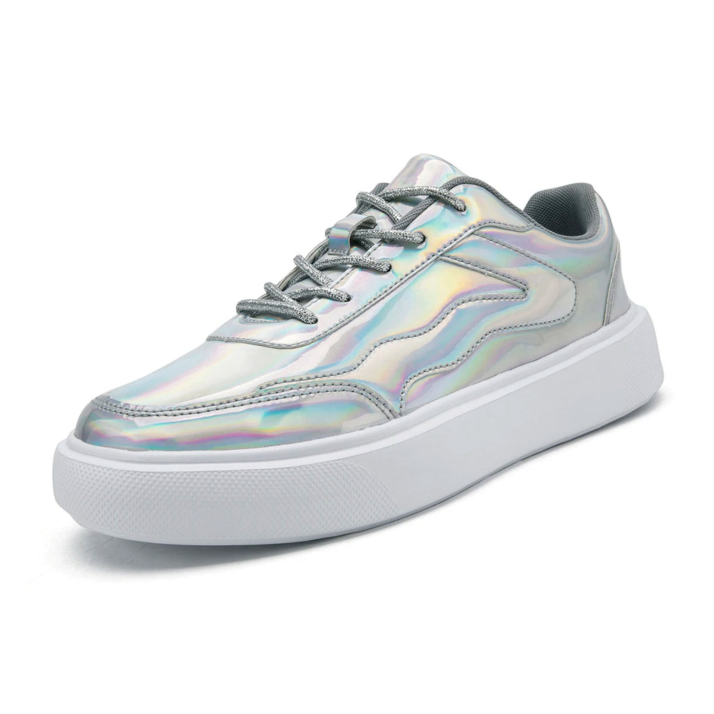 Outdoor Men's Sneakers Comfortable Leather Men's Platform Shoes Casual Lace-up Vulcanized Shoes Black White Walking Shoes - Clikcy