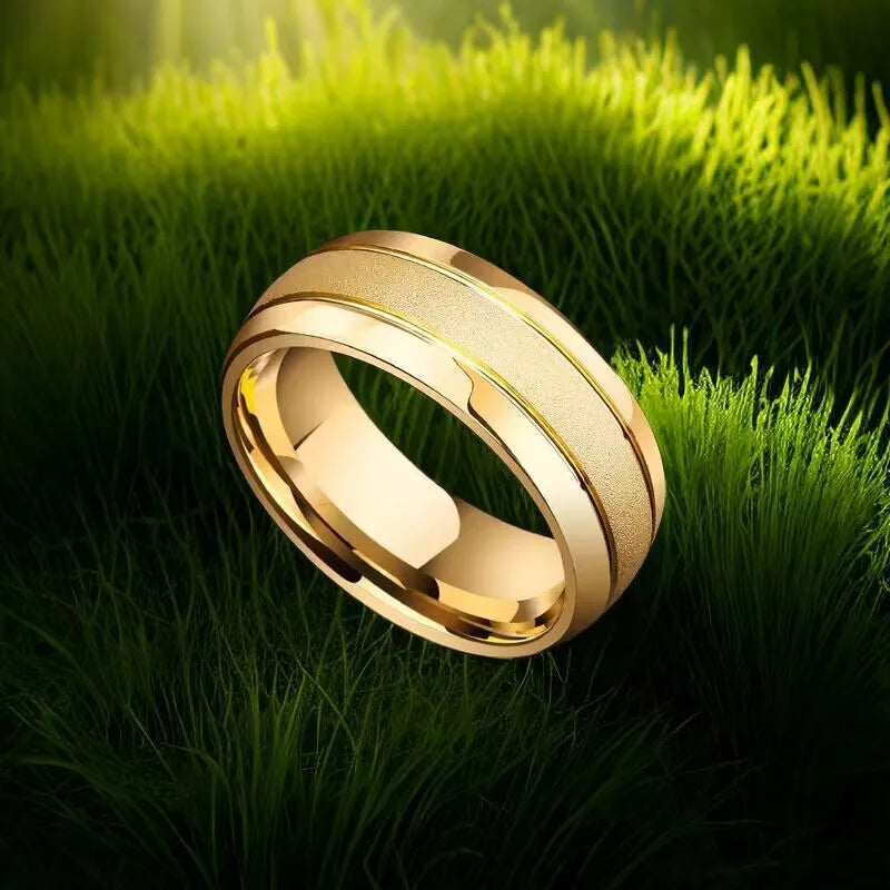 Matte Titanium Steel Ring Starry Geometric Band Minimalist Unisex Jewelry Versatile Couple Stackable Design Everyday Luxury - Clikcy