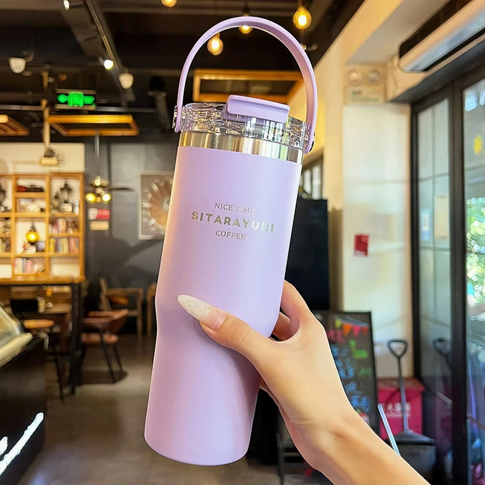 21oz/31oz Stainless Steel Tumbler with Straw Insulated Thermos Coffee Cup with Handle Water Bottle Travel Car Cups Copo Termo - Clikcy
