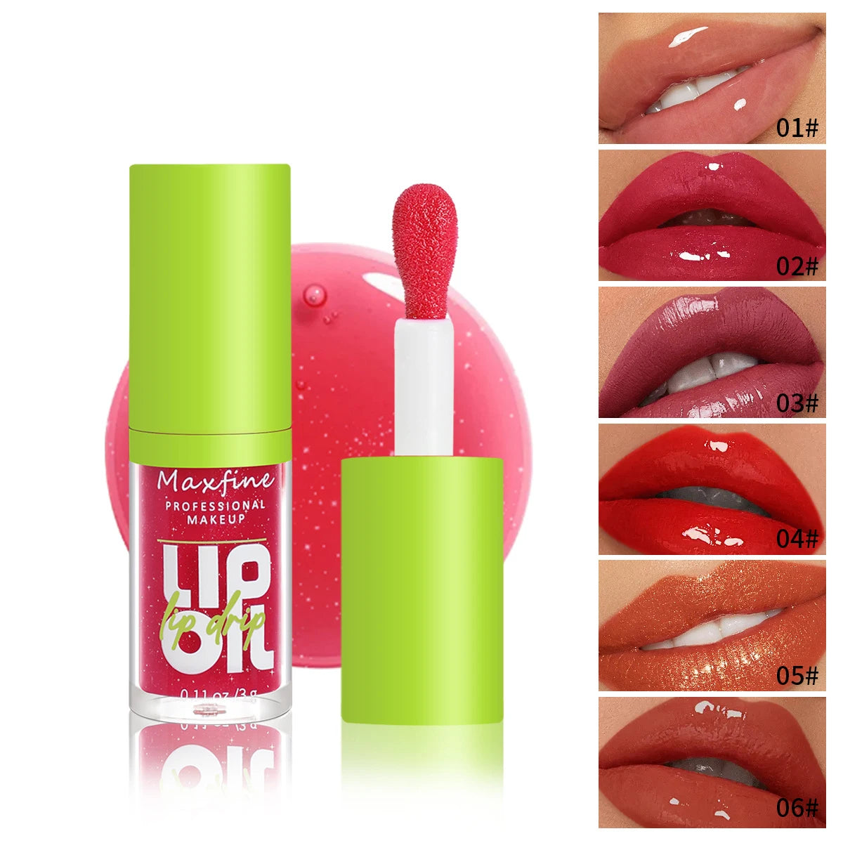 Lip Gloss Waterproof Long-term Moisturizing Non-stick Cup Non-fading Liquid Green Packaging Lip Gloss Cosmetics - Clikcy