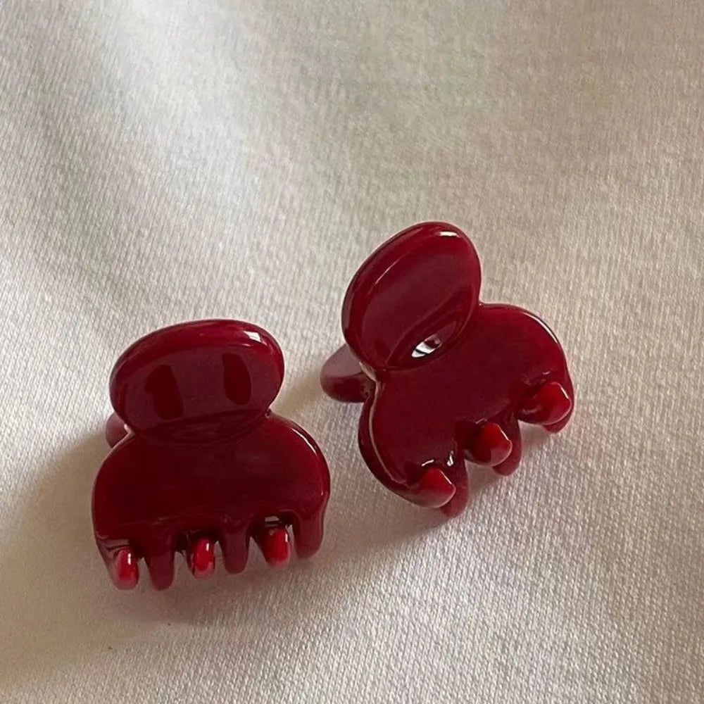 Temperament Seamless Hair Clip Set, 2Pcs Red Women's Side Banger Clip Mini Duckbill Clip Hair Claws - Clikcy