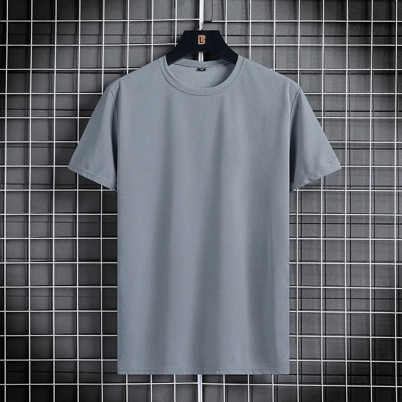 Summer new men's round neck quick drying casual sports fitness breathable short sleeved+shorts set two-piece set - Clikcy