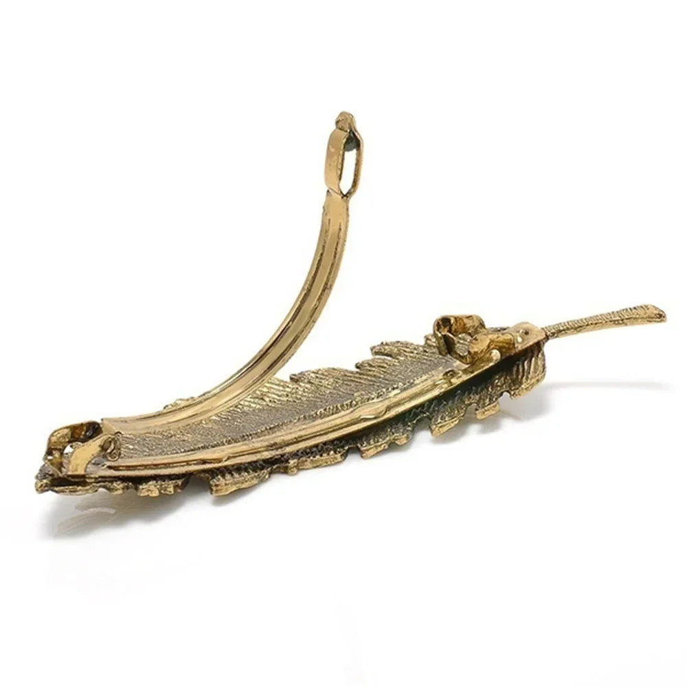 New Alloy Vintage Hair Clip Feather Leaf Shape Barrette Metal Hairpins for Women Korean Fashion Lady Headwear Hair Accessories - Clikcy