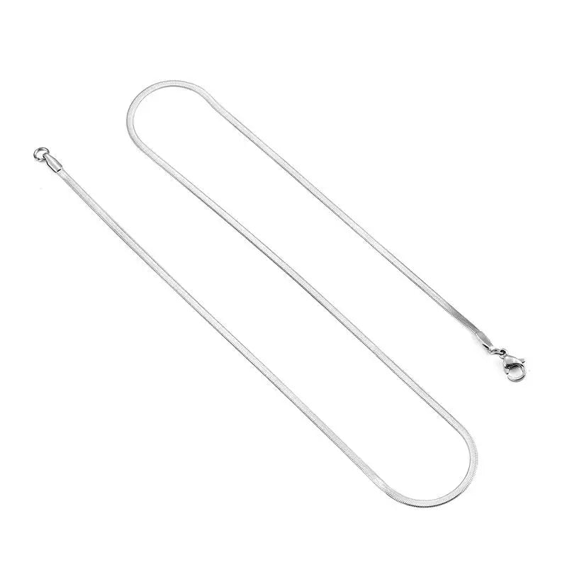 Stainless Steel Flat Necklace Waterproof Filmy Snake Chain For Men Women Various Length Choker Clavicle Necklace Jewelry Gift - Clikcy