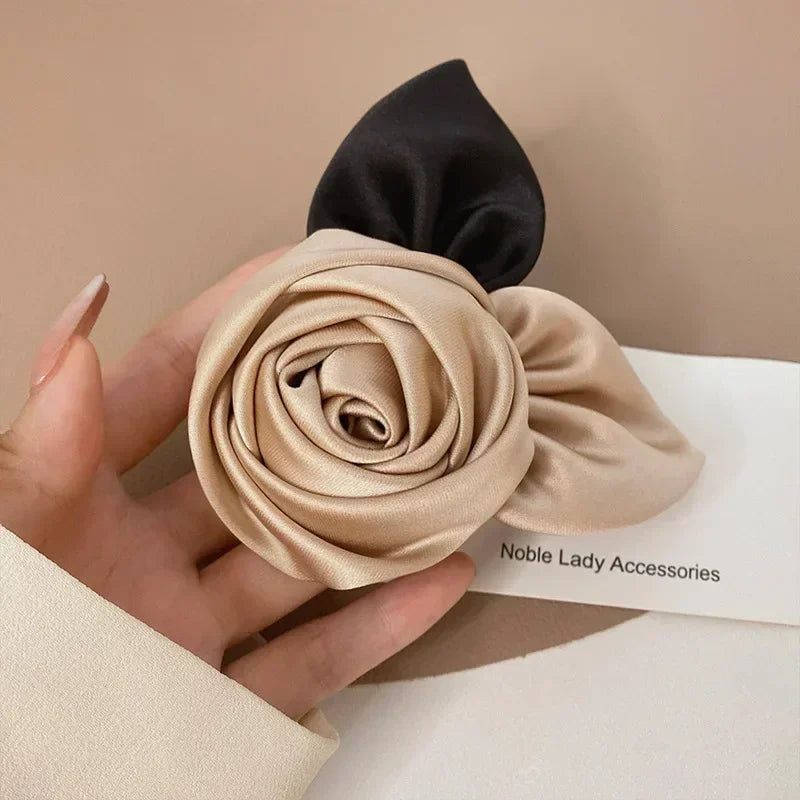 2024 Summer French Elegant Rose Hairpin Temperament Retro Hair Claw Women Hair Accessories High Ponytail Hair Clips - Clikcy