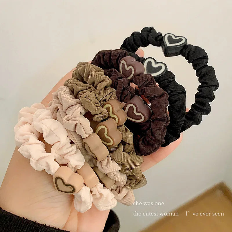 5/10pcs/Set Elegant Heart Ball Elastic Hair Bands For Women Ponytail Hair Tie Scrunchie Rubber Bands Fashion Hair Accessories - Clikcy