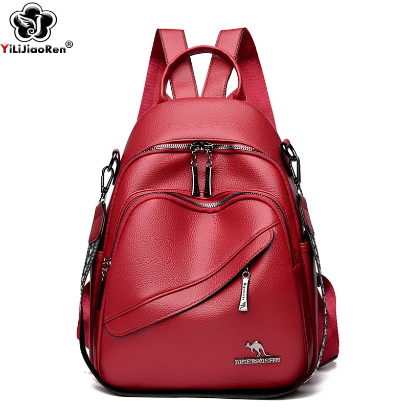 Fashion Backpacks Women Shoulder Bag Simple Rucksack Female Soft Leather Back Pack Ladies Travel Bag Large Capacity School Bags - Clikcy