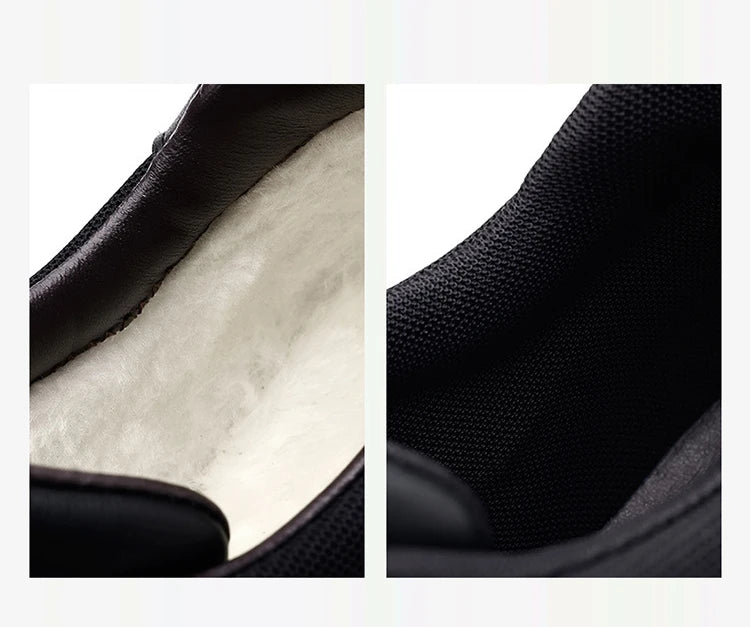 New Platform Cow Leather Casual Sneakers for Men Designer Autumn Winter Cotton Black Outdoor Men's Sports Shoes Zapatos Hombre - Clikcy