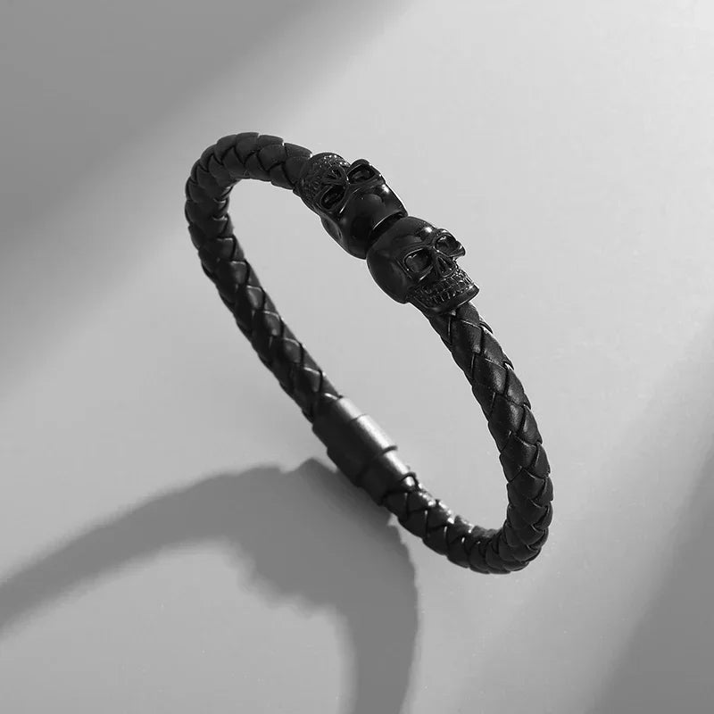 Classic Black Multilayer Leather Bracelet Men Casual Punk Party Jewelry Male Hand Band Gift - Clikcy