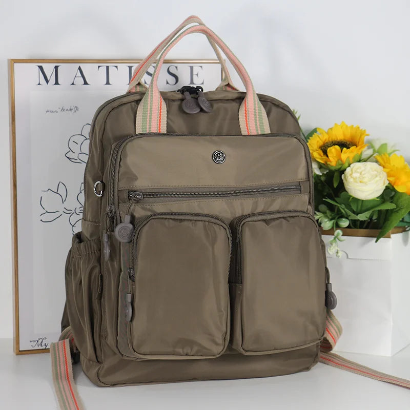 Multi-pocket Nylon School Backpack Casual Women's Backpack Lightweight Large Capacity School Bag Large Capacity Travel Backpack