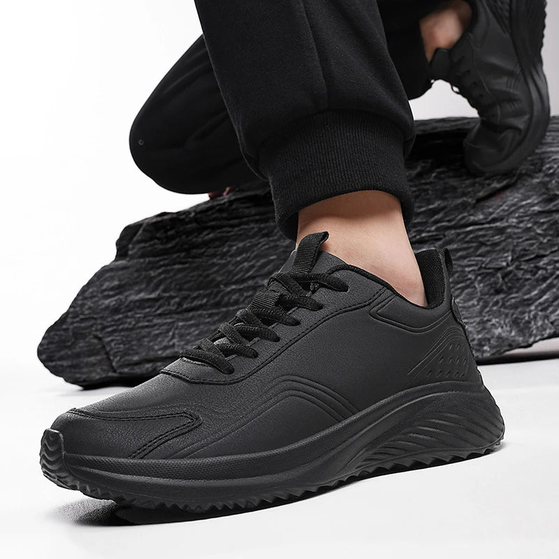 Leather Cushioned Sports Shoes For Men's Lightweight Casual Running Shoes For Autumn And Winter Men's Shoes Versatile And Trendy